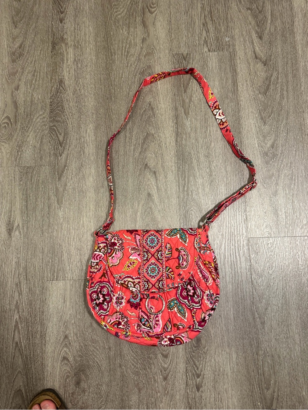 Vintage Vera Bradley Call Me Coral Quilted Saddle Crossbody Purse